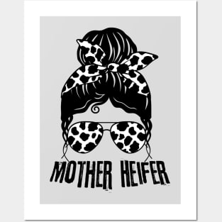 Mother Heifer Cow Mom Life Messy Bun Posters and Art